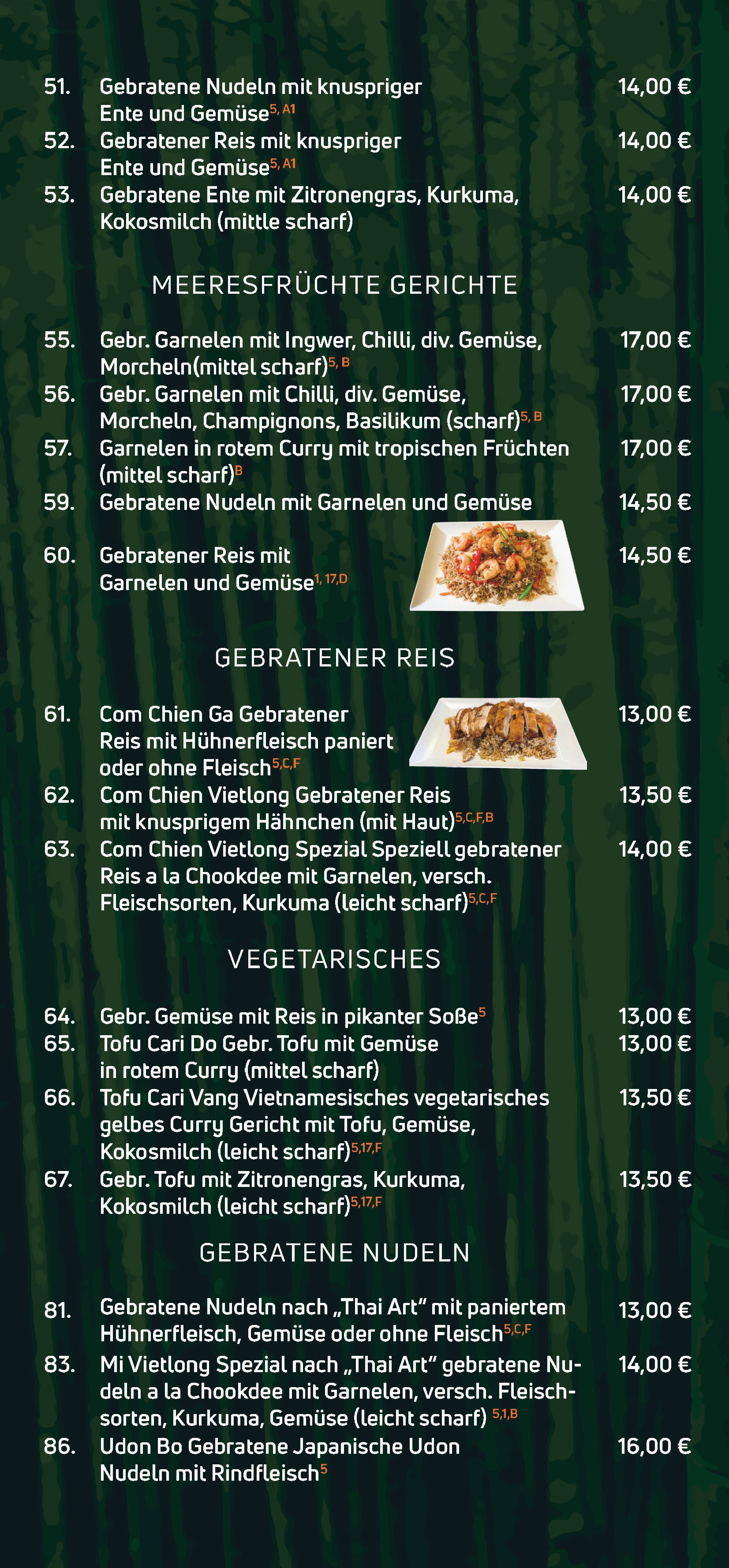 hotel menu